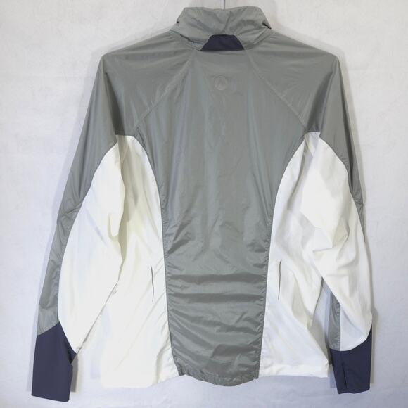Marmot Jacket Womens L Gray White Colorblock Moisture Wicking Track Windbreaker - Picture 9 of 13